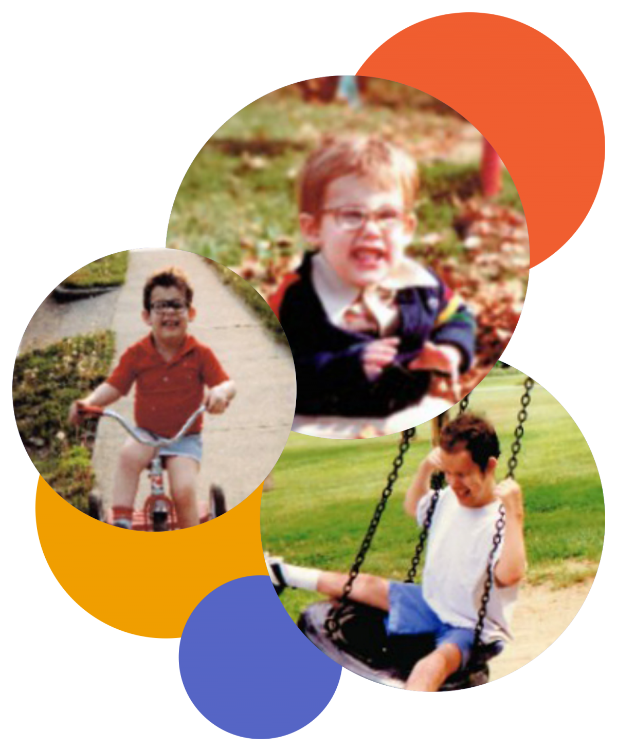 3 young boys with glasses and Lowe syndrome playing
