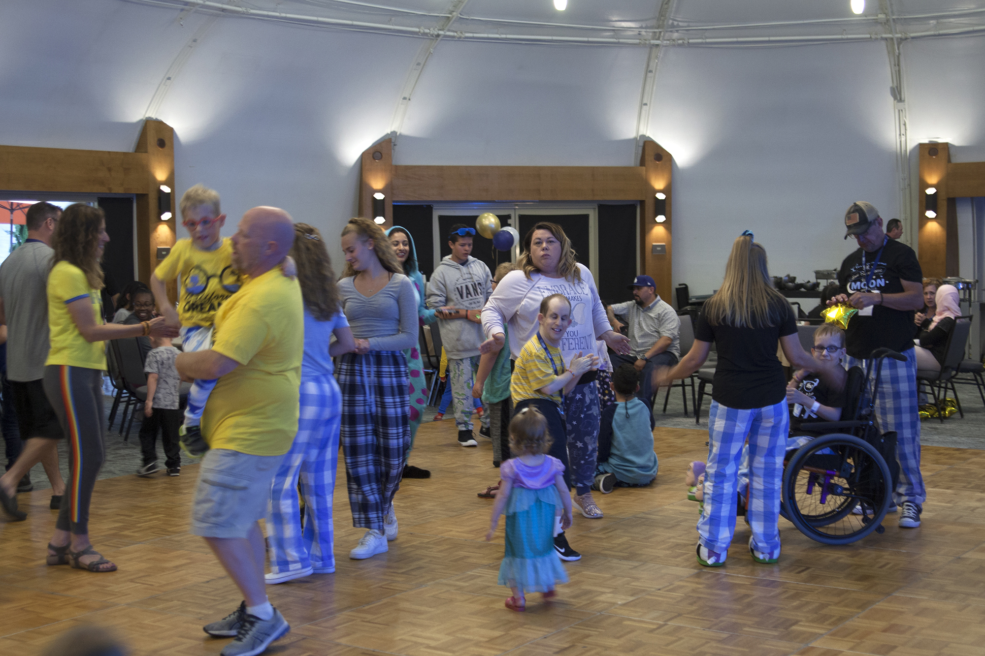 Pajama party and dancing at conference